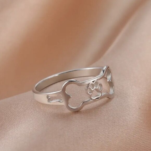 Dog Bone and Paw Print Ring with Open Design #1246 - Picture 14 of 14